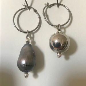 Mounser, Sun and Sea, mismatched earrings, silver